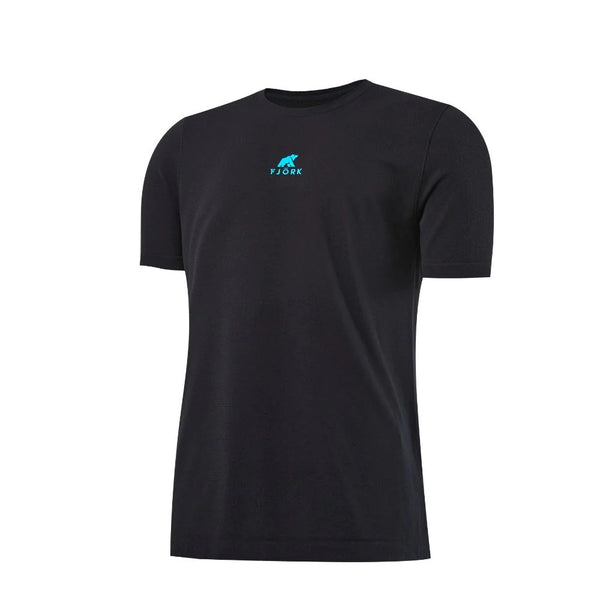 High - Performance T-Shirt Men– FJORKTec - FJORK Merino 🌍 - Black logo blue - T-shirt