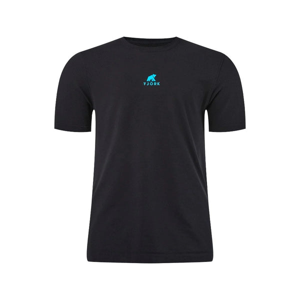 High - Performance T-Shirt Men– FJORKTec - FJORK Merino 🌍 - Black logo blue - T-shirt