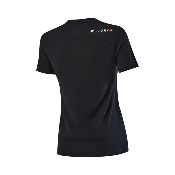 High - Performance T-Shirt Women– FJORKTec - FJORK Merino 🌍 - Black logo white - T-shirt