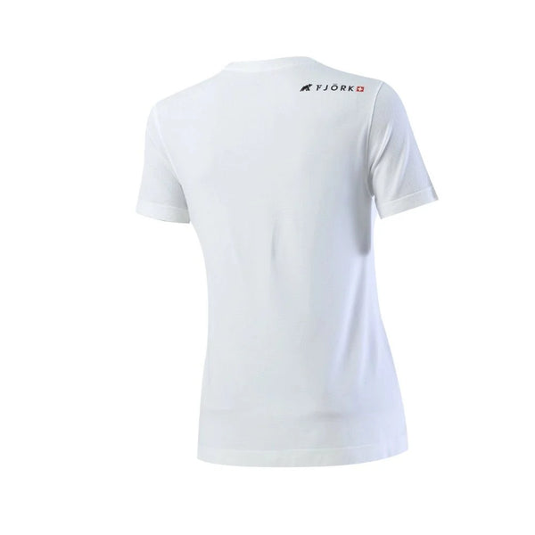High - Performance T-Shirt Women– FJORKTec - FJORK Merino 🌍 - White logo black - T-shirt