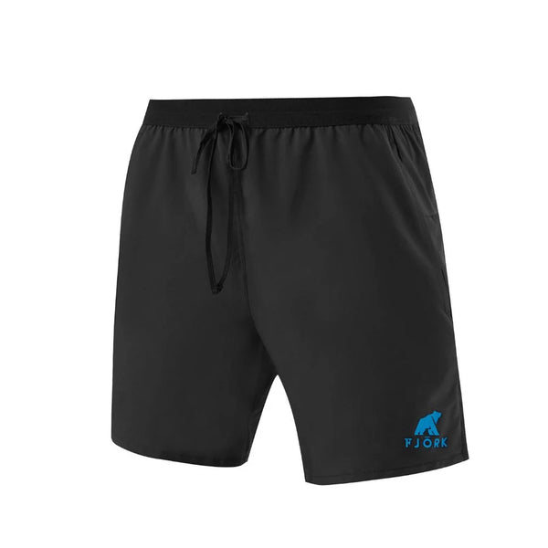 Short Running Men - FJORK Merino 🌍 - Black Laax logo turquoise - Shorts