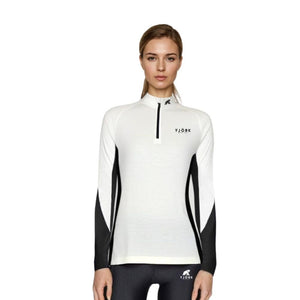 Tech Jungfrau 210 Zip Damen, Farbe Polarweiß, Merinowolle, Fjork Merino
